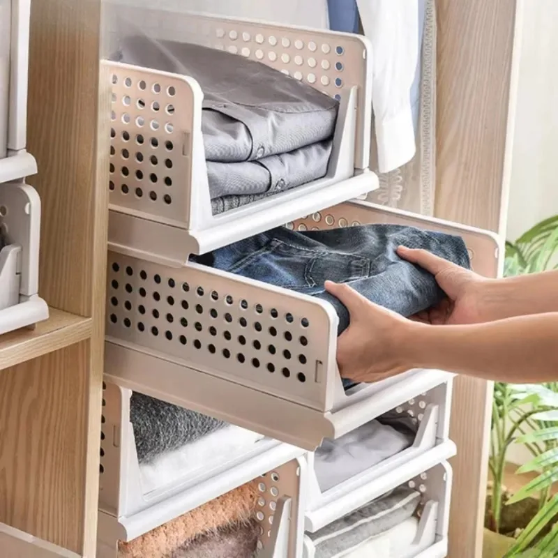 Clothes Storage Drawer Foldable High-capacity Plastic Storage Box Household Stackable Drawer Organization Household Wardrobe 3