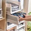 Clothes Storage Drawer Foldable High-capacity Plastic Storage Box Household Stackable Drawer Organization Household Wardrobe 3