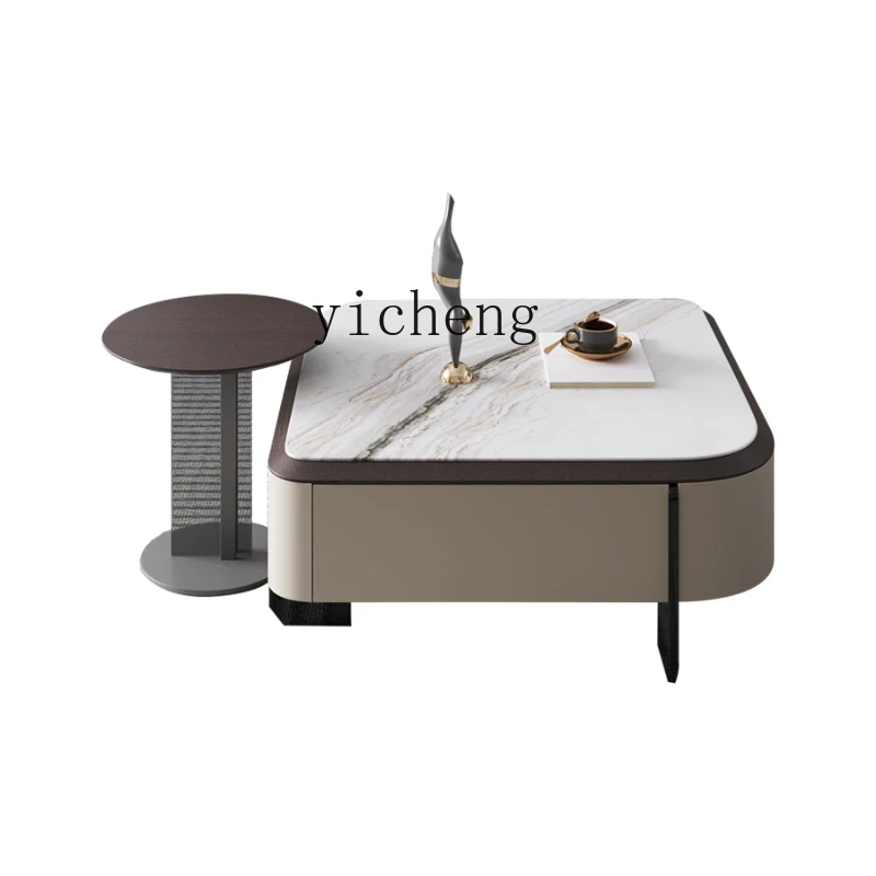 

Xl Light Luxury Microlite Square Coffee Table TV Cabinet Unit Living Room Minimalistic Luxury Stone Tea Table
