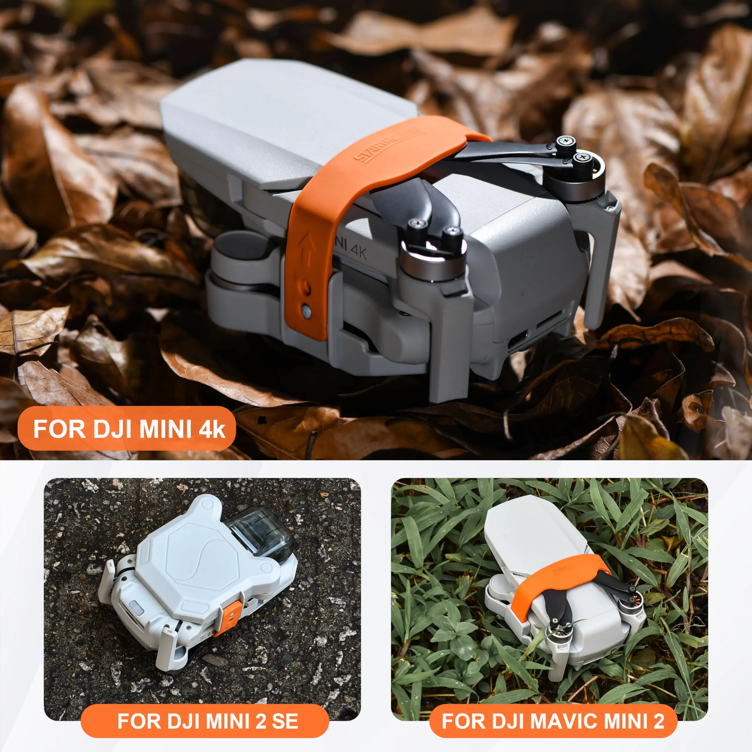 Détail de la sangle de fixation d'hélice STARTRC pour DJI Mini 4K, Mini 2 SE et Mini 2, montrant son matériau résistant et son ajustement précis.