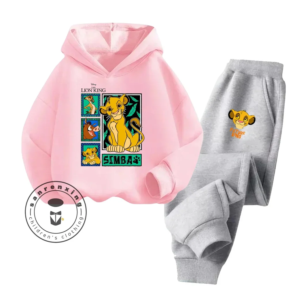 Children's Needle Hoodie + Pants 2-piece Spring and Fall Cartoon Lion King Children's Clothing Set Boys and Girls Sweatshirt Set 6