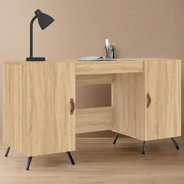 Sonoma Oak Desk 140x50x75 cm - Durable Engineered Wood Home Office Furniture
