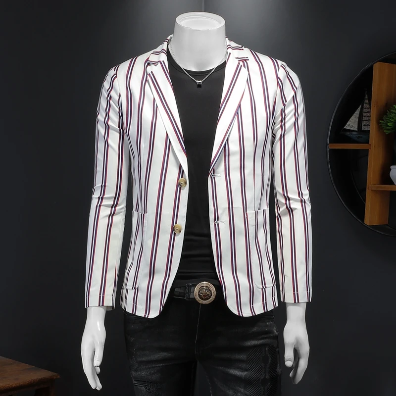 

2023 Brand Striped Men Blazers Luxury Casual Business Suit Jacket Male Social Banquets Party Formal Jacket Men Clothing M-4XL