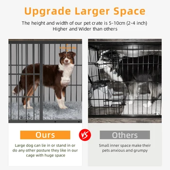 Dog Crate Furniture Pet Kennel End Table Metal Dog Kennel with Three Doors with Locks and Removable Tray, White/Black 5