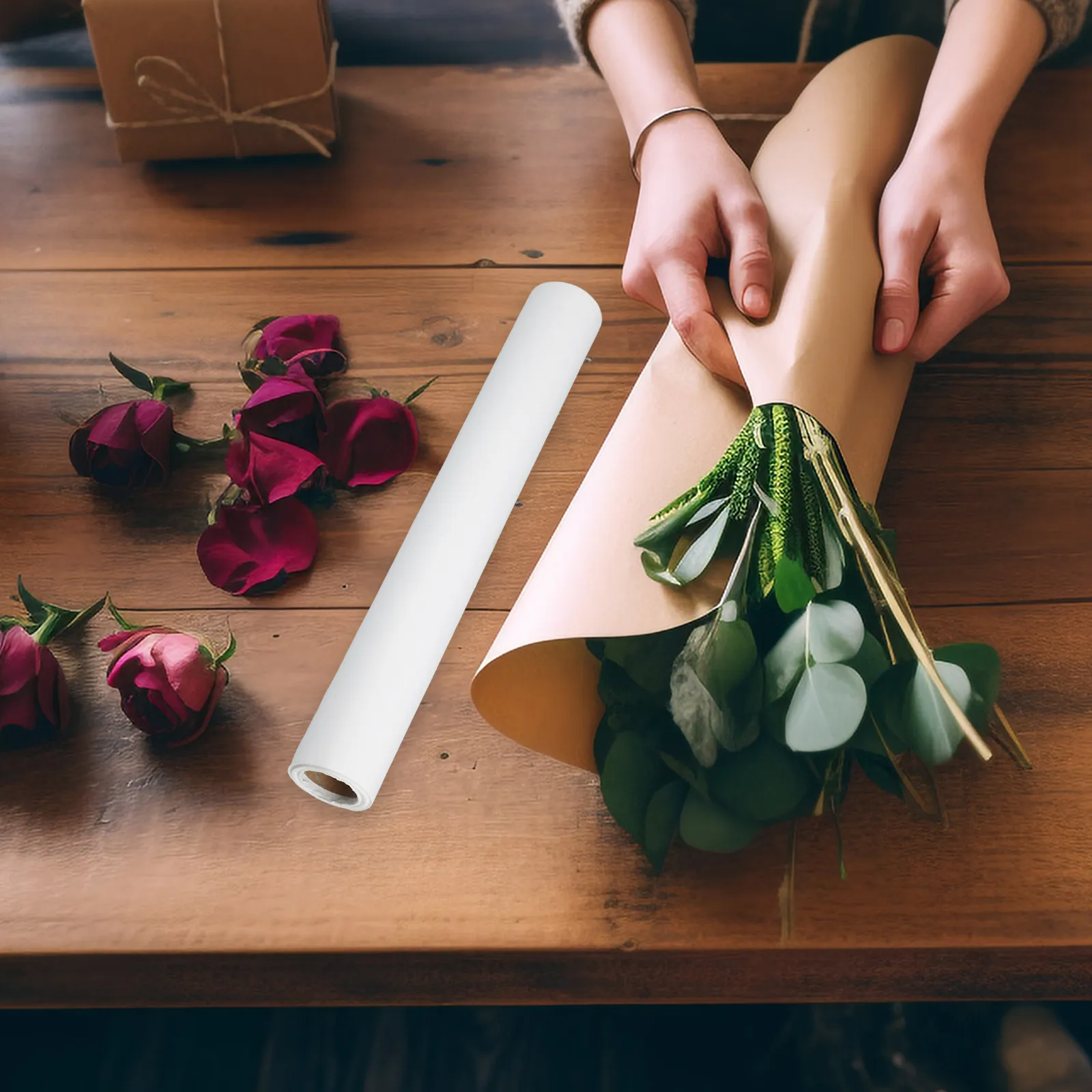 화이트 페이퍼 롤 다용도 포장지 DIY 아트 공예 꽃꽂이 포장 티슈 랩 공예 롤