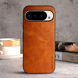 Luxury Vintage Leather Skin Case Cover for Pixel 10 (Yellow)