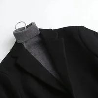 Men's Coat Solid Color Spring 2023 New Men's Suit Collar Mid-length Coat Simple Trench Coat Imitate Woolen Coat - Image 4