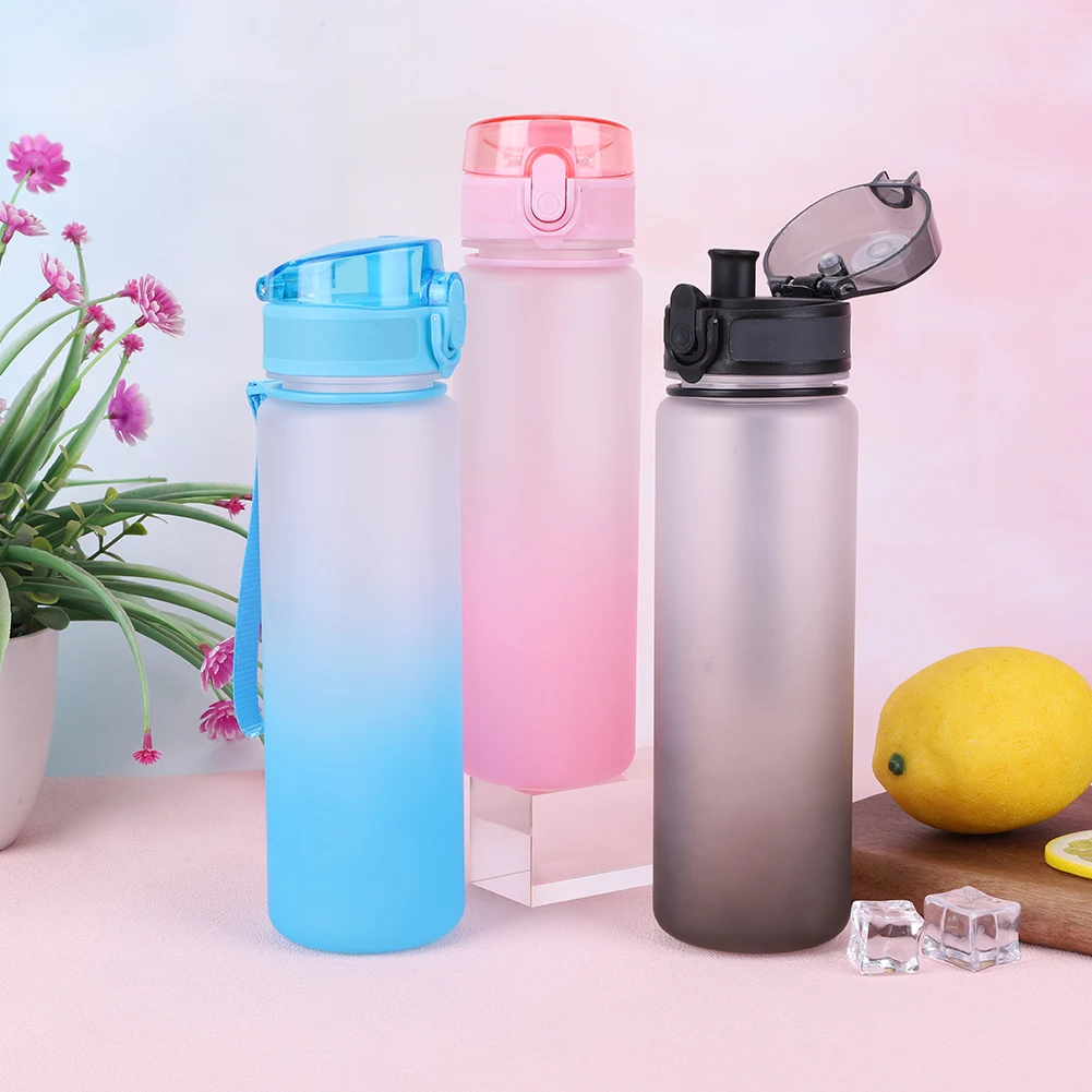 Frosted Water Bottle 500ml Leakproof Dazzling Color Large Capacity Gradient Cup Outdoor Fitness