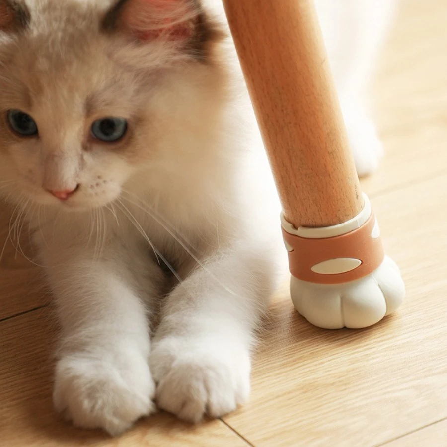 고양이 발 모양의 실리콘 의자 다리 패드 가구 다리 소음 감소를위한 미끄럼 방지 소음 감소 바닥 보호 커버