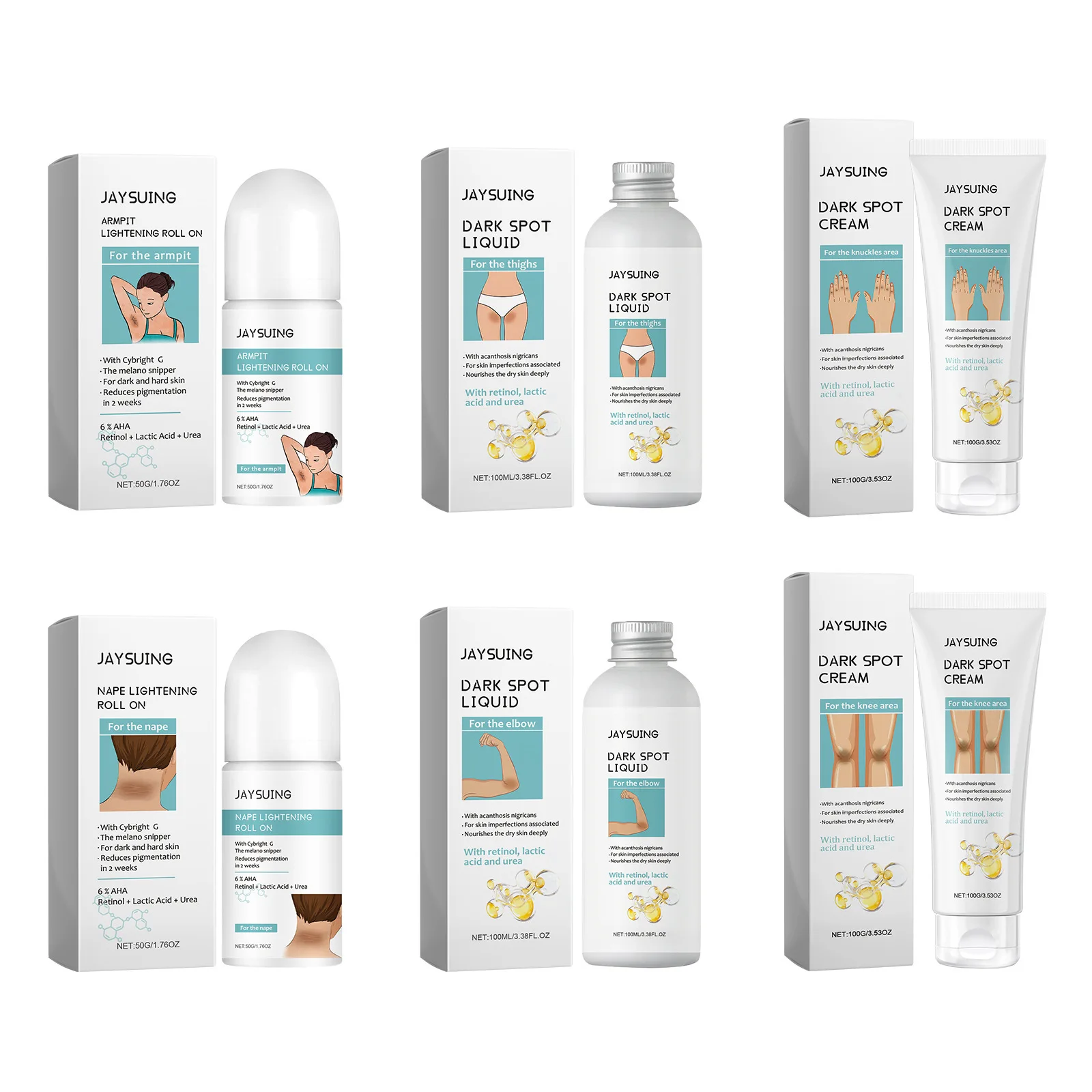 Body Lightening Lotion for Dark Skin Remove Melanin Armpit Joint Neck Bleaching Intimate Area Knee Brighten Smooth Skin Care Set 2