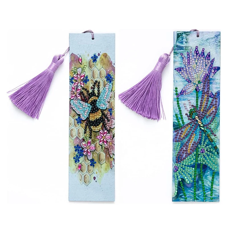 

Алмазная Закладка 5D 2 шт., для творчества, живопись, Закладка с кожаной кисточкой, закладки для творчества, декоративно-прикладное искусство, для студентов и взрослых