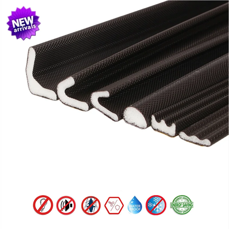 Door Weatherstripping Soundproof Foam 6M Multi-Type Self Adhesive Soundproof Foam Door Window Sealing Strips