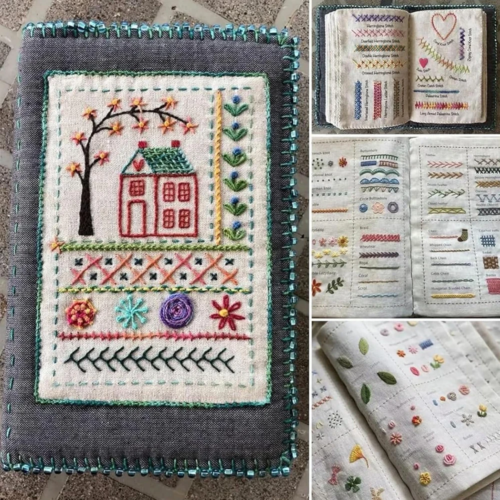 DIY Stitch Book for Beginners Enthusiasts Embroidery Felt Book Embroidery Sewing Praticing Stitches 86/128 Patterns embroidery book