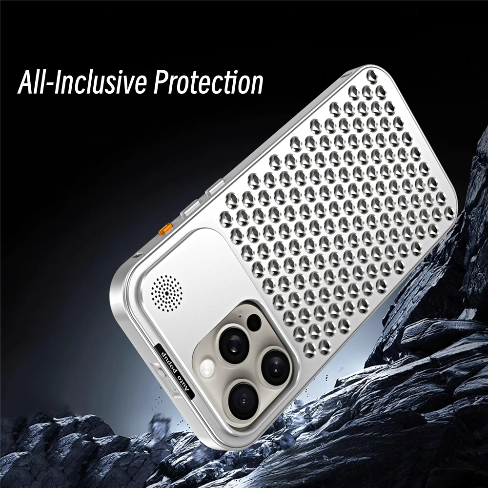 Detachable Aluminum Alloy Case for iPhone 15 Plus 11 12 13 14 Pro Max Full Metal Aromatherapy Cover with Radiating Hole