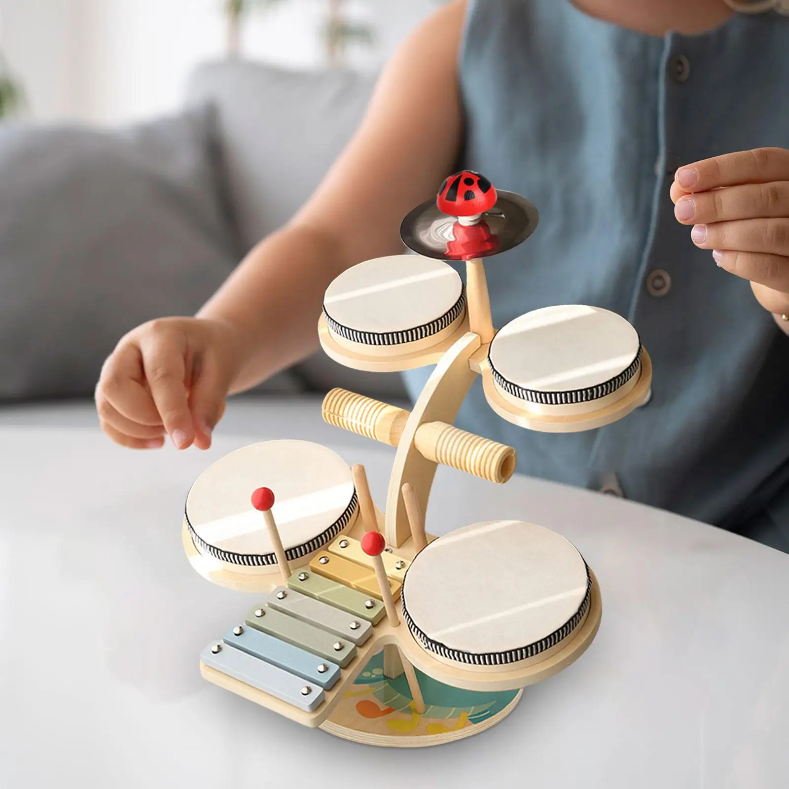 Xylophone Drum Set Percussion Toy Wooden Xylophone Musical Toy for Kids