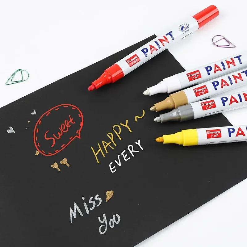 12pcs Guangna 101 Paint Pen White Sign In  Tire Note Number  Touch Up  Marking  DIY Photo Album Graffiti