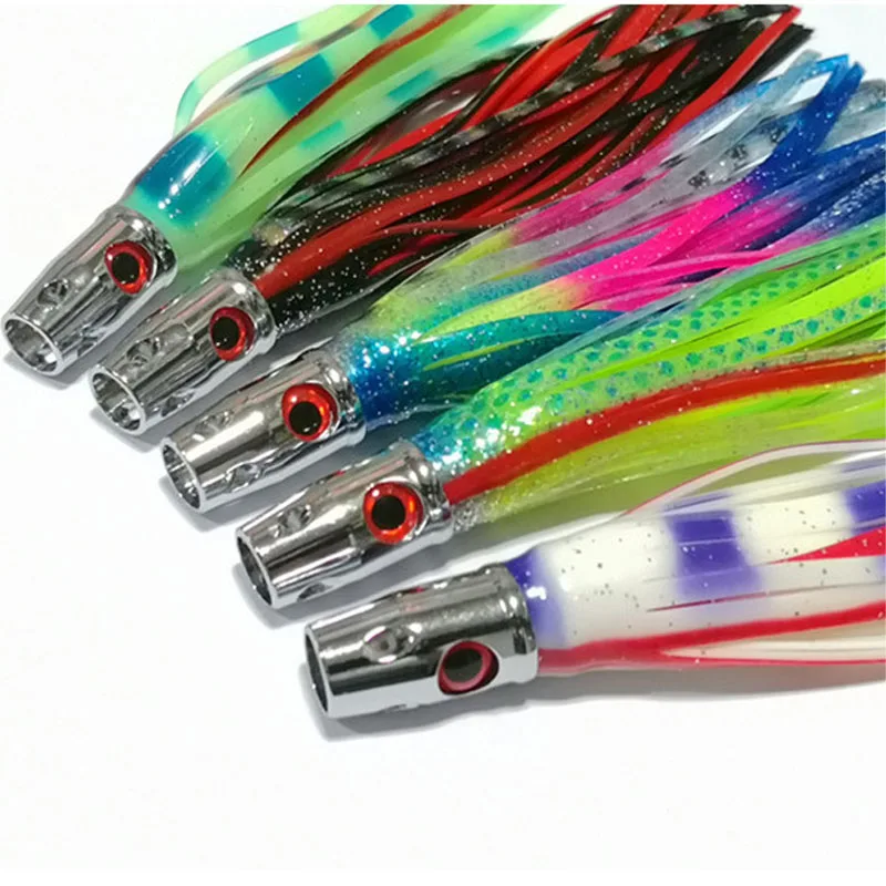 Leurre De Traîne Poulpe 17/25cm - Jupe Souple Pour Marlin, Thon, Mahi - Pêche Gros