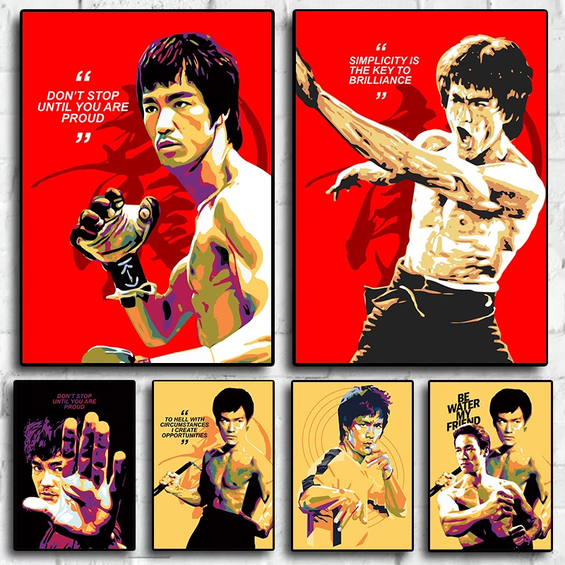 

Bruce Lee World Famous Martial Star Pop Graffiti Art Canvas Painting Kung Fu Inspiring Poster Classic Prints Pictures Home Decor