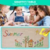 Rectangle Kids Table with 6 Chairs Set, Height Adjustable Toddler Multi Activity Table Set, Arts&Crafts Desk for Girls, 2-10 old 6