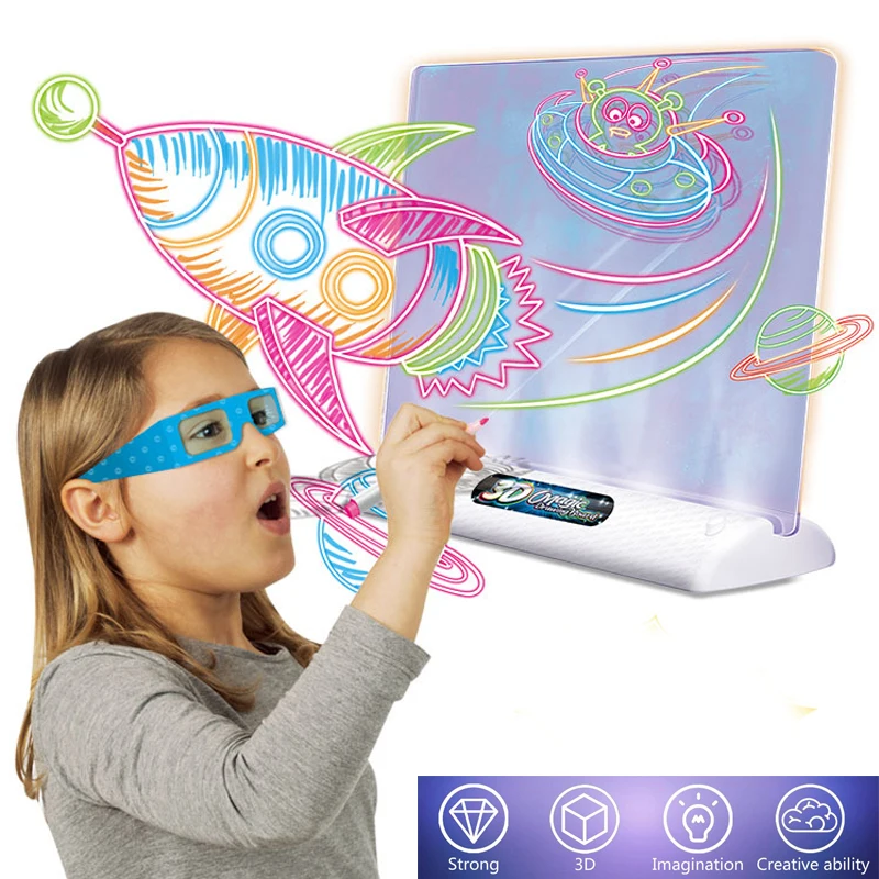 Magic Light Drawing Board Tablet Fun and Developing Toys Writing Magic  Drawing Board Set Educational Russian English Kids Toys - AliExpress