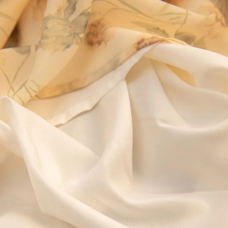 Fashion 2024 Spring Summer New Chiffon Blouses Stand Collar Ruffles Drawstring Printed Ruched Button Long Sleeve Women's Shirts