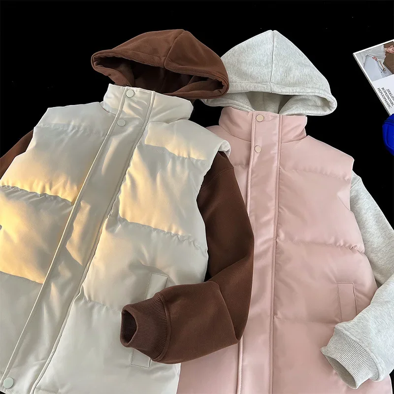 Autumn Winter Couple Vest Plus Size Men's Stand Collar Cotton Horse Clip Expandable Jacket For Motorcycle Riders