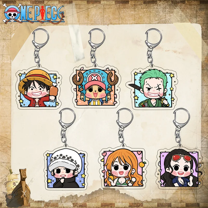 

One Piece Acrylic Keychain Anime Figures Monkey D. Luffy Zoro Nami Sanji Chopper Cartoon Pendent Keychian Backpack Keyring Toys