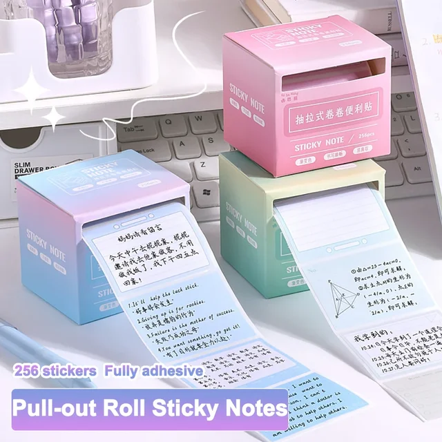 256 pcs/box Pull-type Post-It Note Paper Students Fully Adhesive Index Label Stickers Notes School Office Supplies Stationery 6