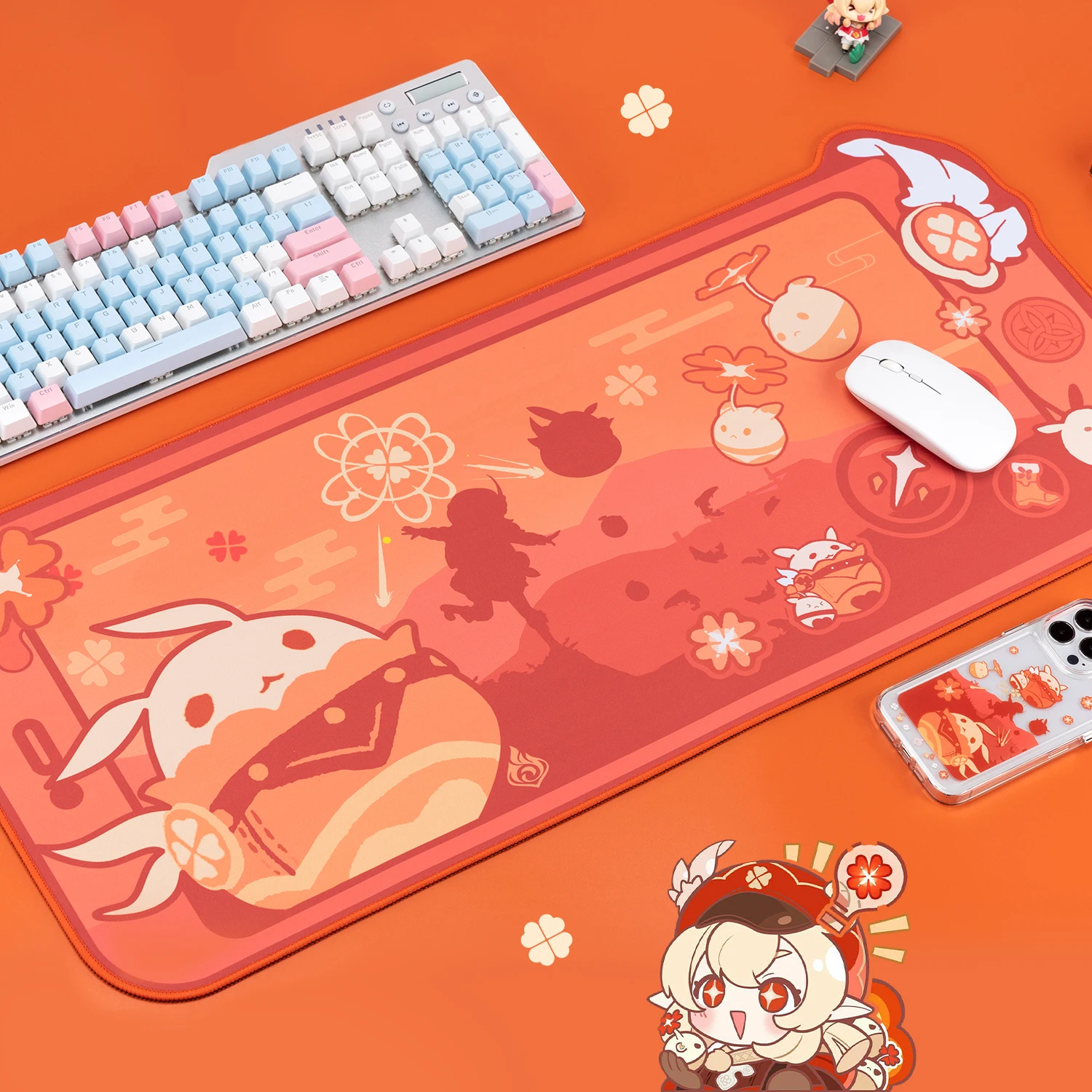 Kawaii Large Gaming Mouse Pad Extra Xxl Genshin Impact Klee Gi Cute Mat Pad Keyboard Computer