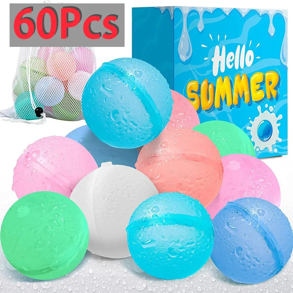 Up to 60Pcs Reusable silicone water ball, quick water injection for outdoor fights in summer, with random colors