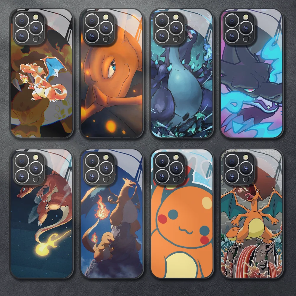 Custodia Per Telefono In Vetro Temperato Mega Charizard Pokemon Per Iphone 11 12 13 14 15 Pro Max X Xr Xs Max 7 8 Plus Mini Cover Paraurti