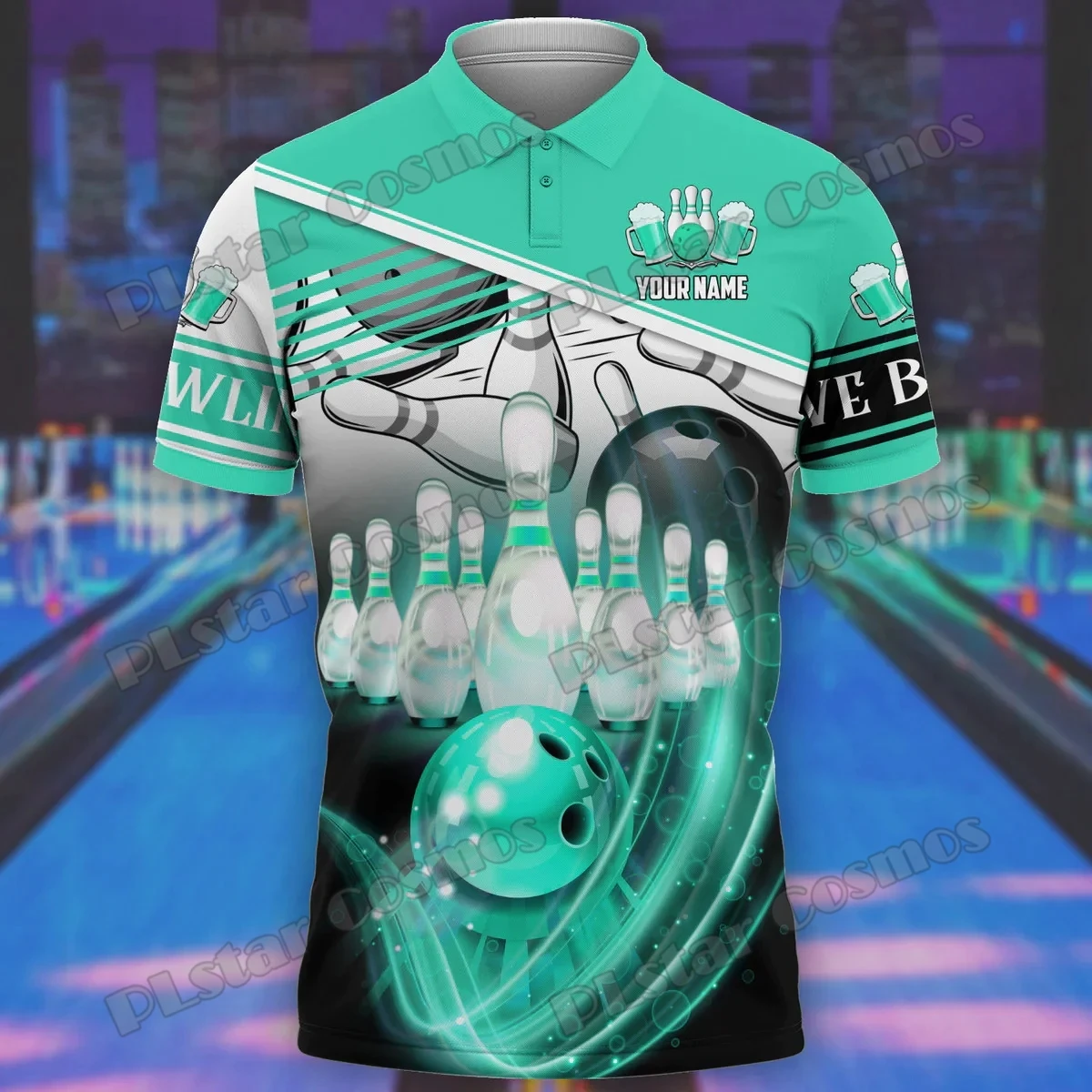 Bowling Team personalisierte Name 3D gedruckt Herren Poloshirt Sommer Straße Kurzarm Shirt Geschenk für Bowling Spieler Uniformen WK34 – Detail 22