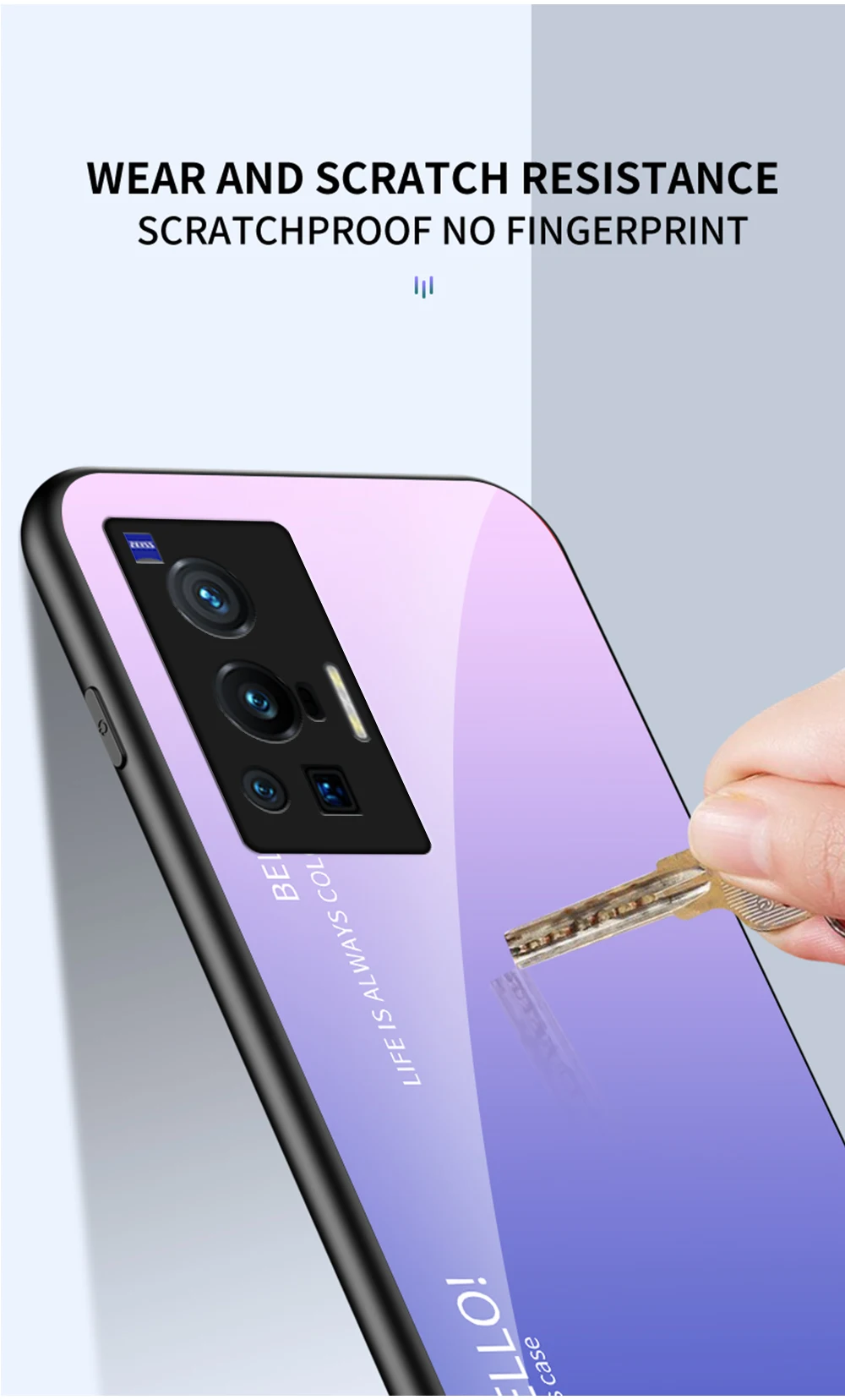 X80 Pro Plus Custodia DECLAREYAO Custodia rigida in vetro per VIVO X70 X60 X50 X30 X27 X23 X20 X9 S Custodia in silicone Ultra sottile Tempere_voghion.com