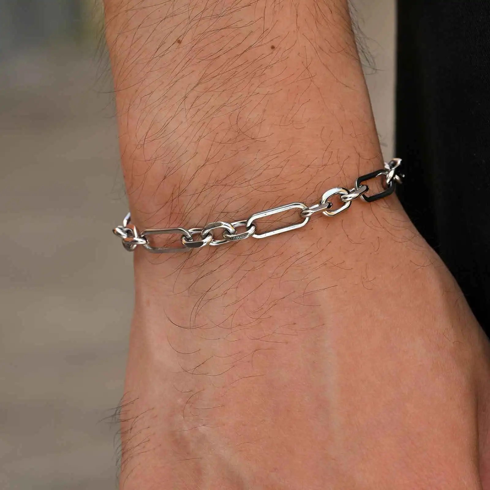 2pcs Men's Chain Bracelet,Silver Color Stainless Steel Bracelet,Stylish Jewelry Set Gift for Husband Dad BBF