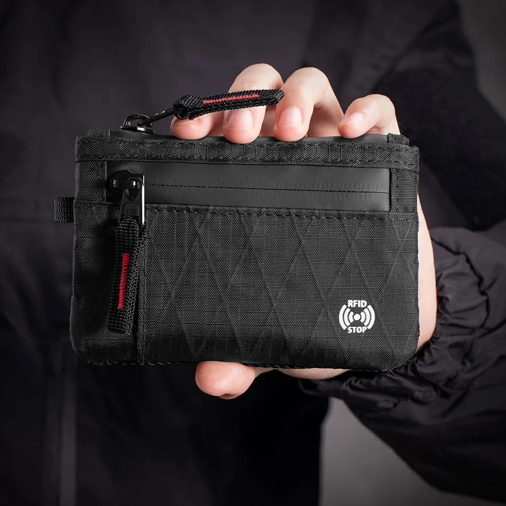 Compact RFID-Blocking Wallet with Zippered Coin Pouch and Card Organizer