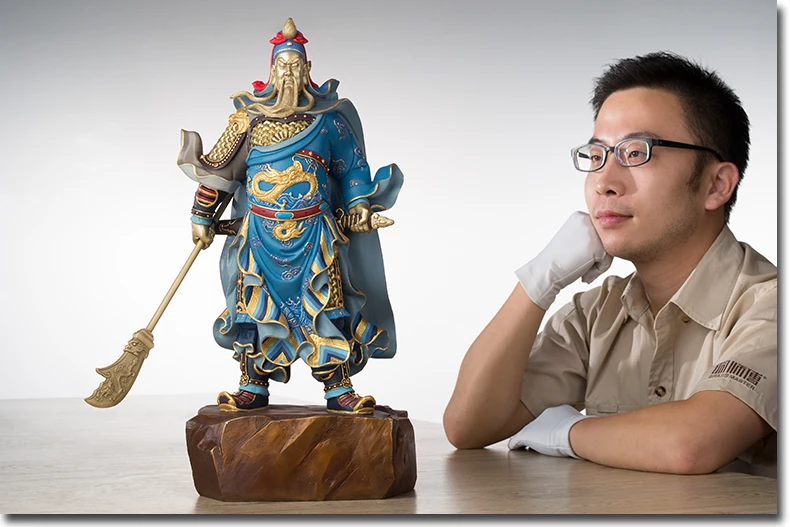 

50CM--COOL # TOP efficacious Talisman Money Drawing Martial god of wealth guan gong Guandi bronze Hand engraving art sculpture