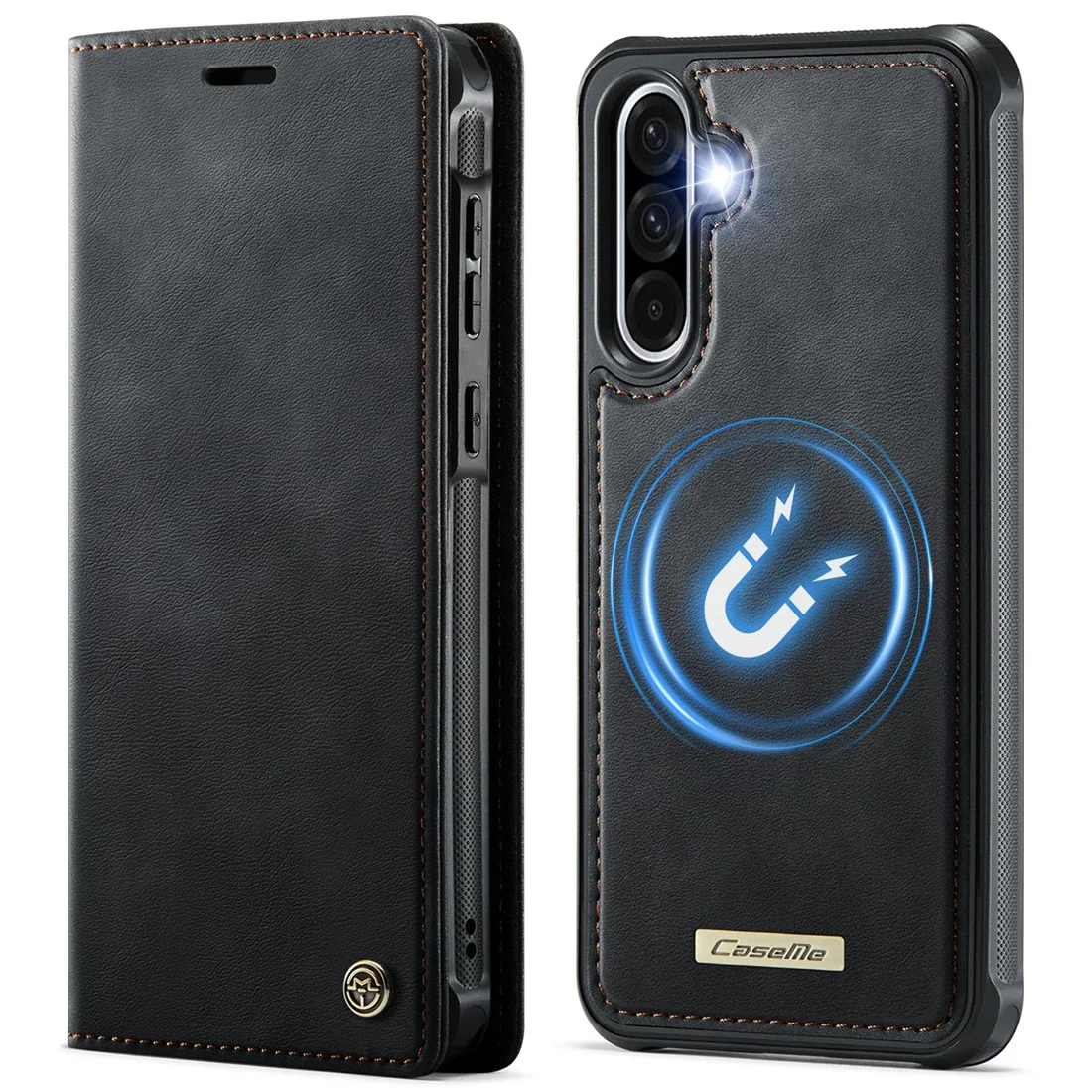 Premium PU Leather Flip Card Holder Stand - Shockproof Magnetic Detachable Phone Case
