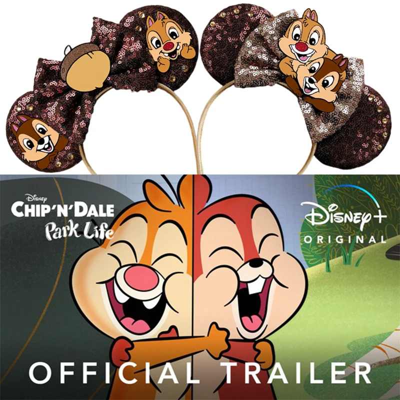 Disney Mickey Mouse Ears Hairbands Chip n Dale Ear Headband for Adults Party Headwear Women Bow Hair Accessories Girls Kids Gift