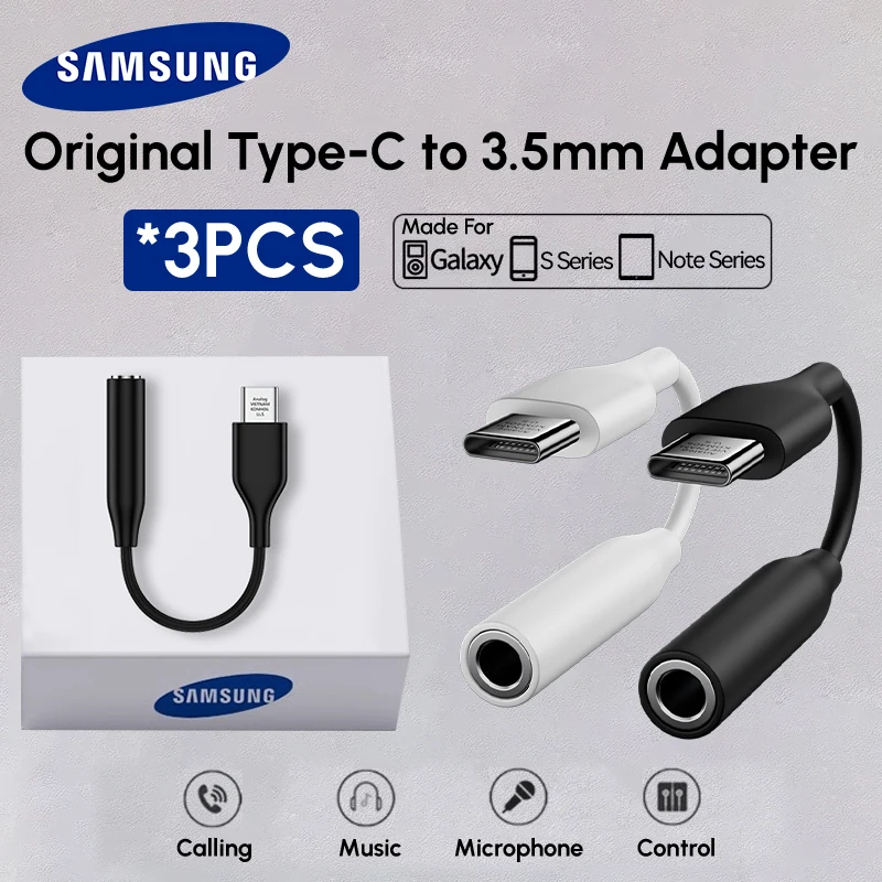 Samsung USB Type C à 3.5mm Aux adaptateur Original 3.5mm Jack câble Audio convertisseur d'écouteurs Galaxy S25 S24 S23 A80 A16 A25 Note20
