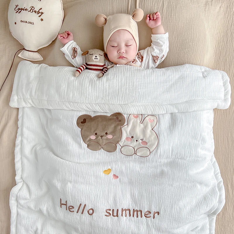 Baby Quilt Spring Autumn Pure Cotton Newborn Children's Baby Gauze Cover Kindergarten Four Seasons Universal DF04