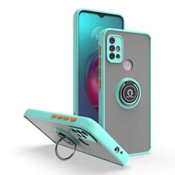 Shockproof Armor Case with Magnetic Holder Ring - Hard Matte Back Cover - Motorola Moto G10 (QY - Sky Blue)