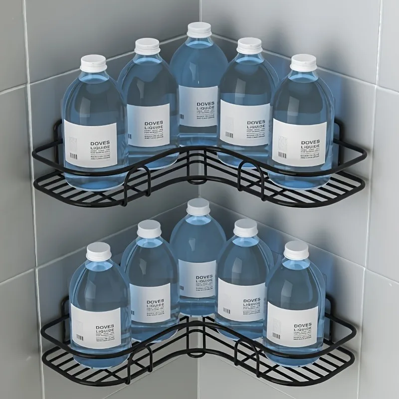 Bathroom Storage Rack Wall-mounted Punch-free Metal Accessories