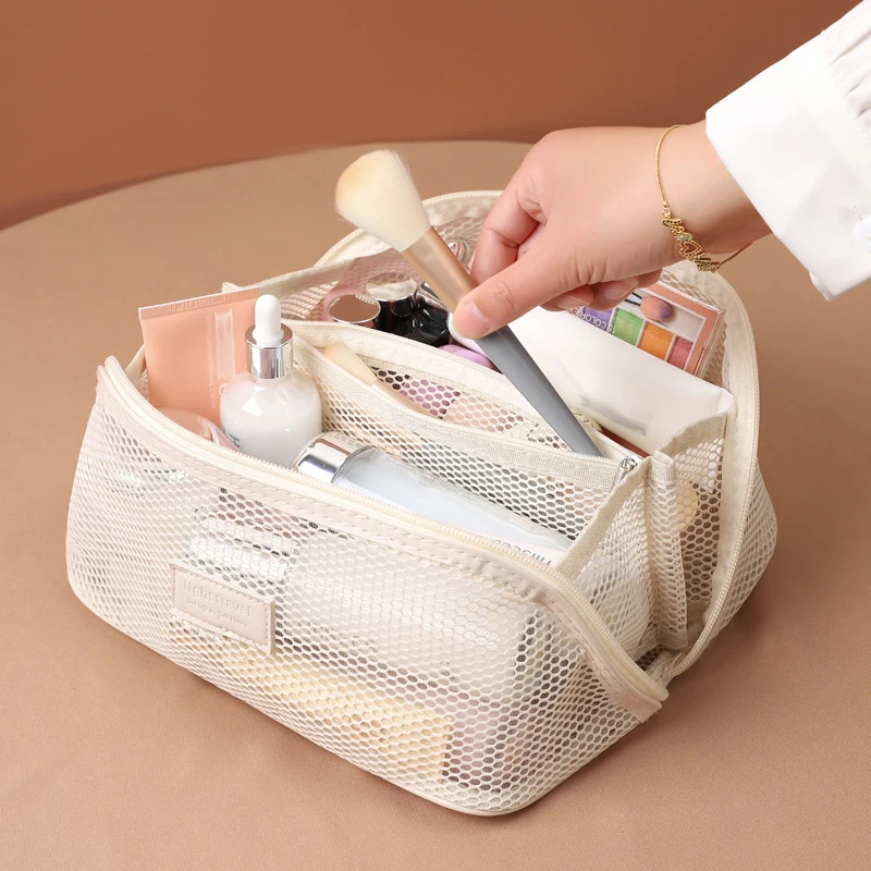 Polyester Breathable Mesh Travel Organizer Portable Cosmetic Bag