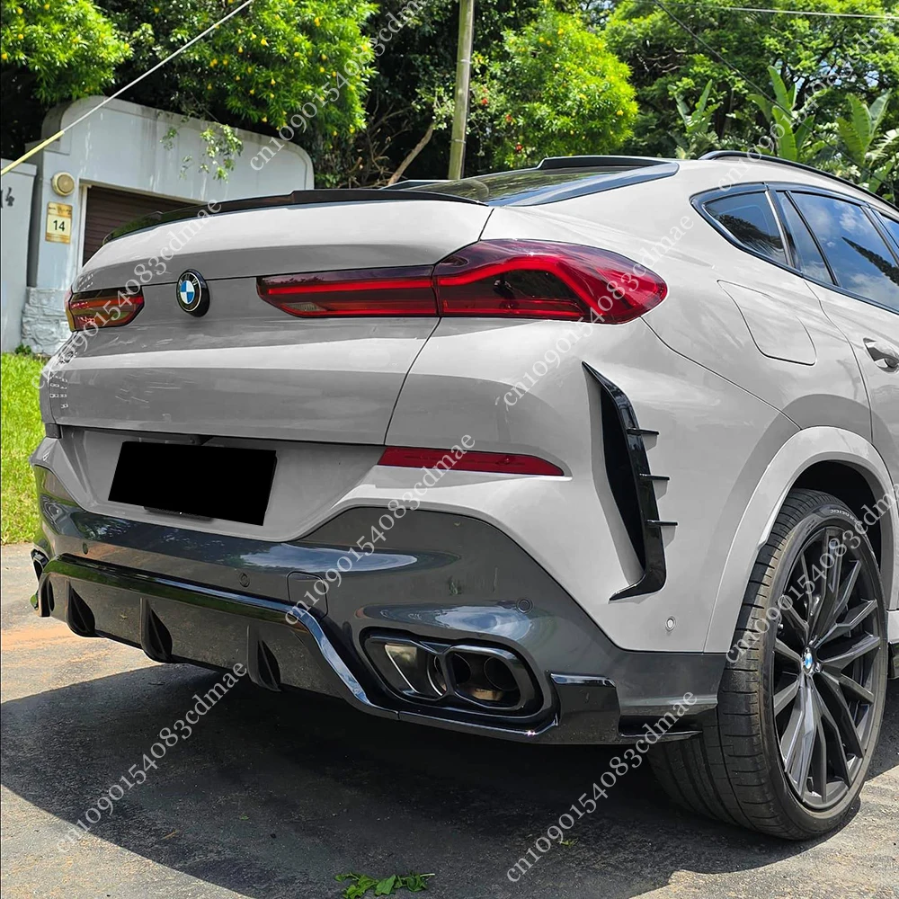 For BMW X6 G06 M-Sport 30d 40i 40d M50i M50d M60i 2019-2025 Rear Bumper Air Vent Splitter Canards Sticker Cover Trim Body Kits