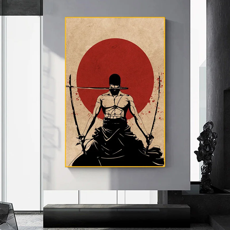 

Classic Anime Figure One Piece Canvas Painting Roronoa Zoro Poster Print Mural Picture Wall Art Children Room Home Decor Cuadros