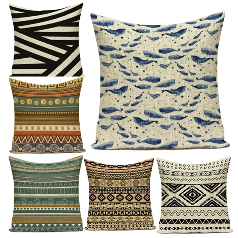 

Fashion Pillowcase Bohemian Style Striped Modern Printed Pillow Cover Home Plaid Cushion Cover 45x45cm Sofa Decor New 2024 G166