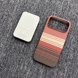 Ultra Slim Rugged Carbon Fibre Magnetic Phone Case - Frameless Thin Design with Magsafe Compatibility - iPhone 12 Pro Max (Sunset orange)