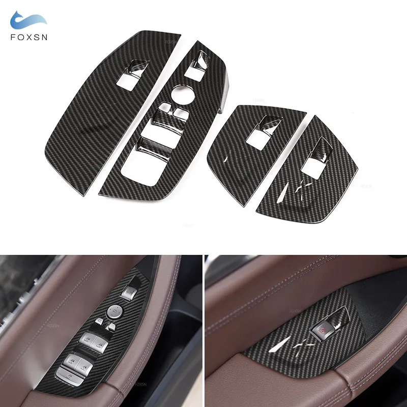 

Автомобильный Стайлинг ABS углеродное волокно текстура дверь окно переключатель Панель управления рамка Крышка отделка для BMW X3 X4 G01 G02 2018 2019 2020 2021