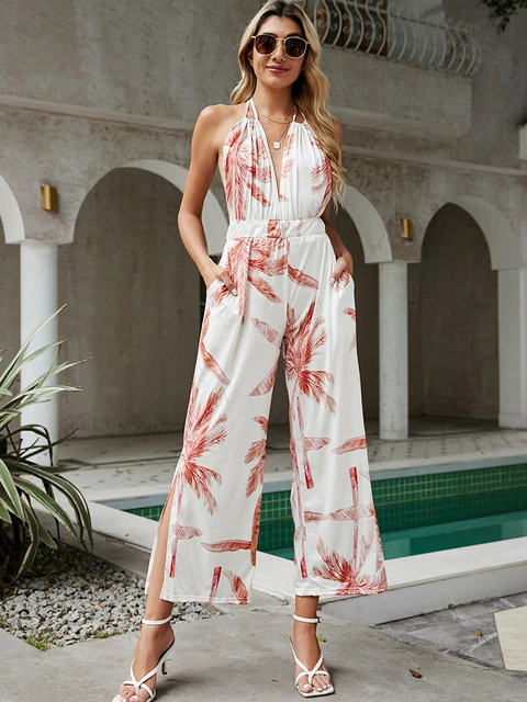 monos mujer elegante verano 2022,monos espalda descubierta mujer casual  verano,pantalones de mujer,mono blanco