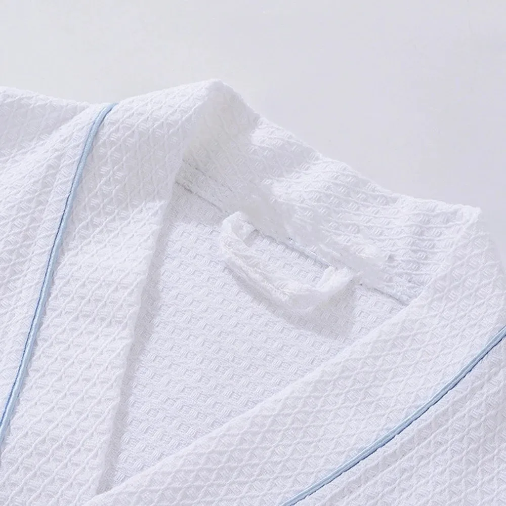 Spring Towel Bathrobe Men 100% Cotton Sleepwear Kimono Bath Robes Unisex Dressing Gown Long Shower Sleep Gown Terry Robe White